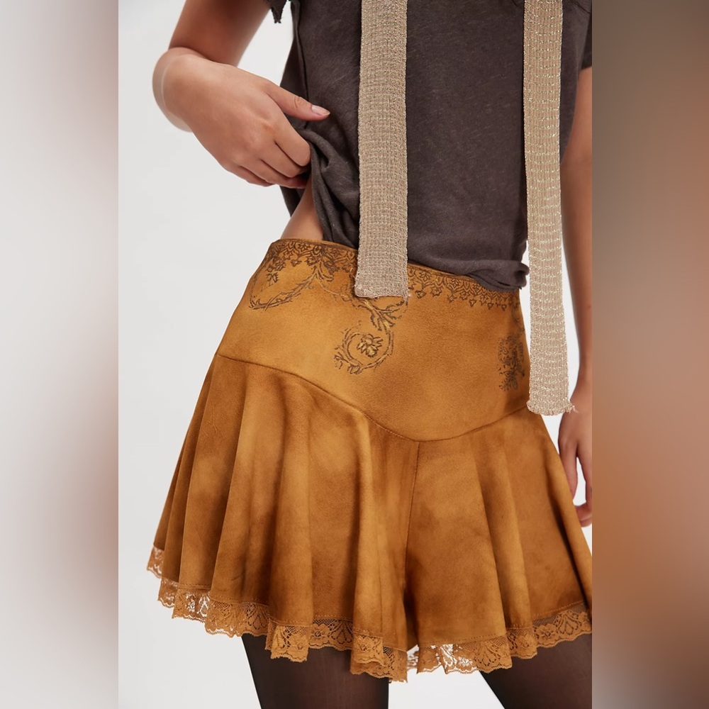 Free people Nigel Preston Ruffle Suede Shorts